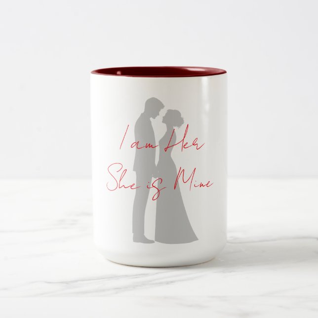 Romantic Couple Silhouette Mug - I am Her  (Center)