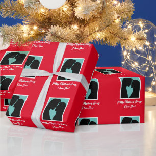 Romantic couple silhouette personalized Christmas Wrapping Paper