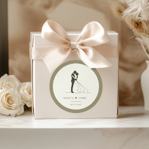 Romantic Couple Silhouette Wedding Sticker Seal