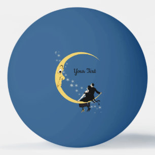 Romantic Couple Sitting on Angry Crescent Moon Ping Pong Ball