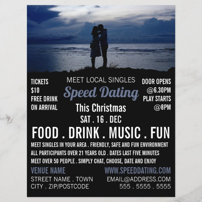 Romantic Couple, Speed Dating Event Advertising Flyer (Front)