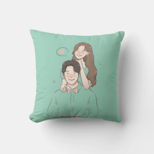 Romantic Couple Throw Pillow Cute Love Gift