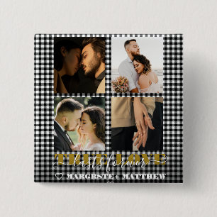Romantic Couple True Love 4 Photo & Quote  15 Cm Square Badge