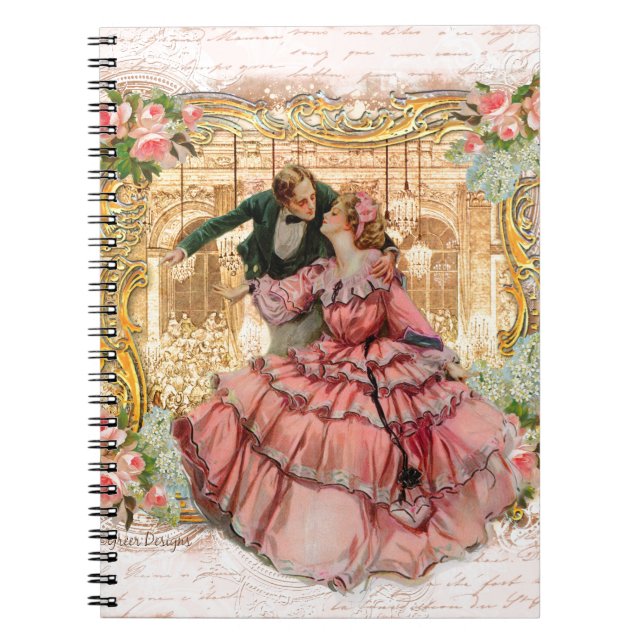 Romantic Couple Versaille Dance French Spiral Notebook (Front)
