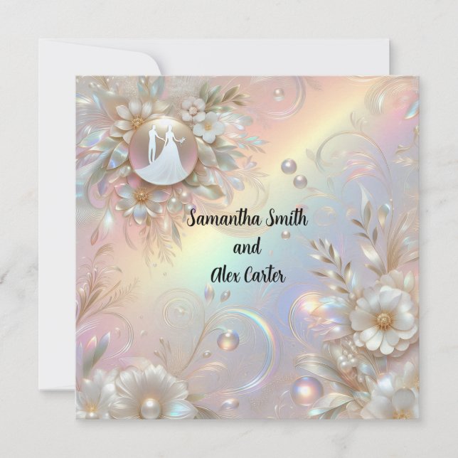 Romantic Couple Wedding Flat Card (Front)