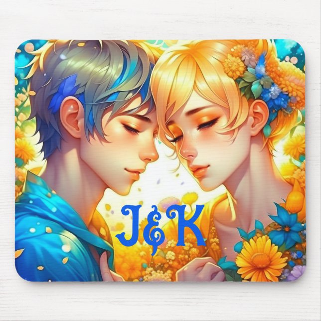 Romantic Couple's Gift | Personalised Anime Mouse Pad (Front)
