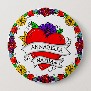 Romantic Couple's Gift   Tattoo Style Art     10 Cm Round Badge