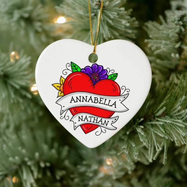 Romantic Couple's Gift | Tattoo Style Art    Ceramic Tree Decoration (Tree)