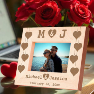 Romantic Couple's Keepsake with Names & Initials Etched Frames