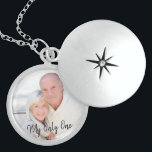 Romantic Couples Script Overlay Photo Locket<br><div class="desc">Beautiful sterling silver locket for your loved one, which you can personalise with your favourite photo. The romantic wording reads "My Only One" and appears over your photo as a black text overlay in modern script typography. A lovely keepsake for a silver wedding anniversary, engagement or special occasion. Please browse...</div>