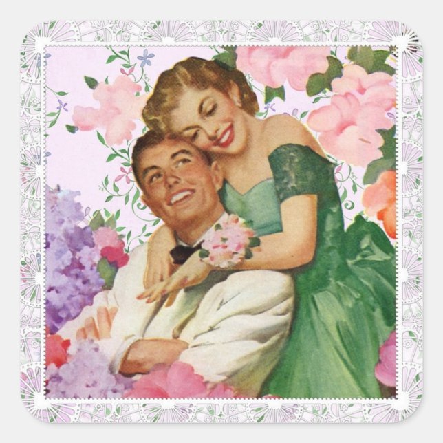 Romantic Couple's Wedding Sticker (Front)