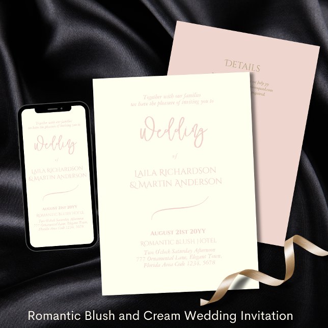 Romantic Cream Blush Pink Simple Wedding Invitation (Creator Uploaded)