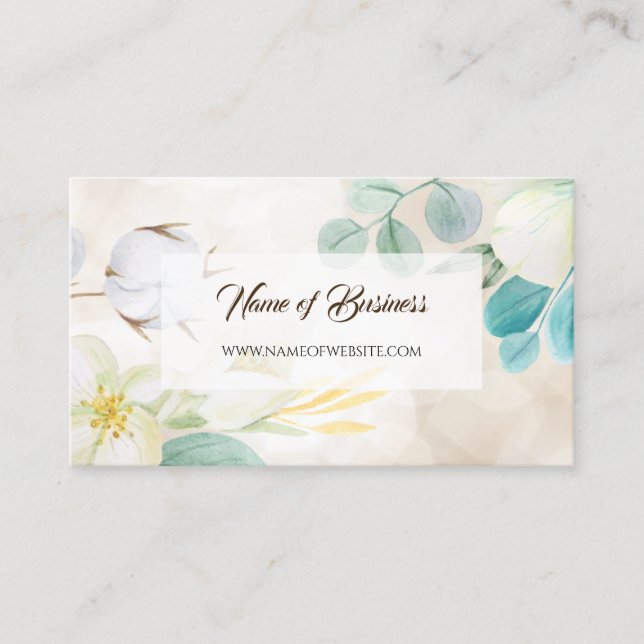 Romantic Cream Floral Elegant Website Boutique Business Card (Front)