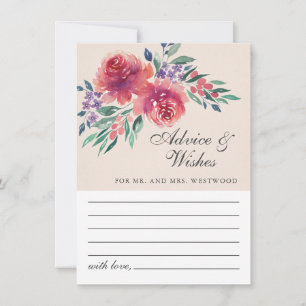 Romantic Cream Ivory Watercolor Floral Wedding Advice Card