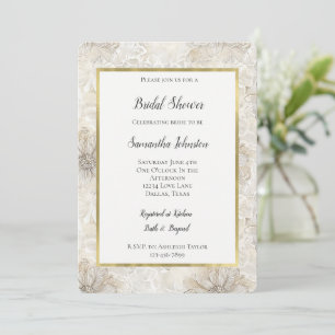 Romantic Cream Lace Floral Bridal Shower Invitation
