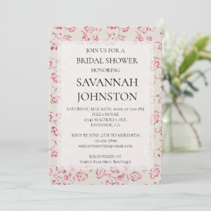 Romantic Cream Pink Glitter Floral Bridal shower Invitation