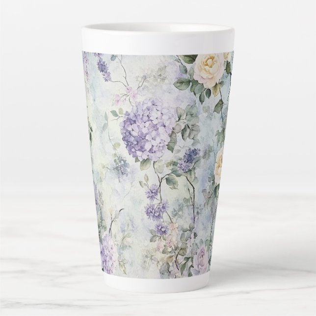 Romantic Cream purple flowers   Latte Mug (Front)