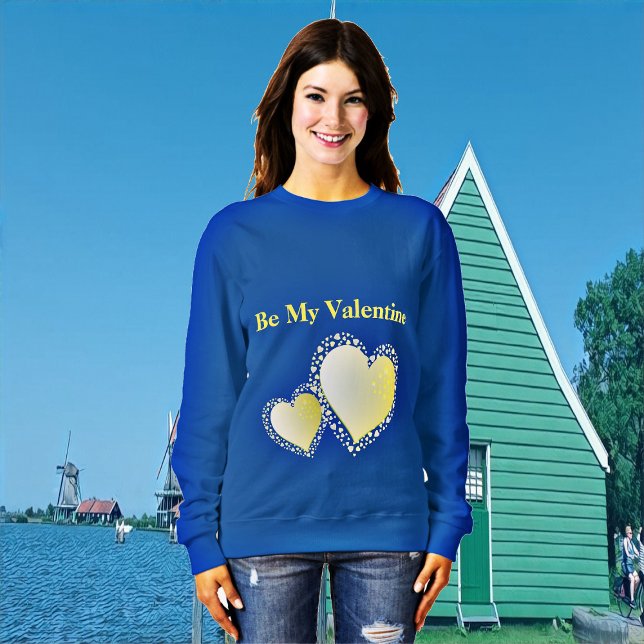 Romantic Creamy Sweeping Heart Be My Valentine  Sweatshirt (Romantic Creamy Sweeping Heart Be My Valentine Sweatshirt)