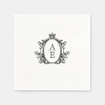 Romantic Crest Monogram Black and White Wedding