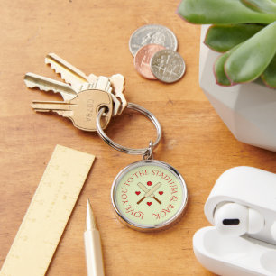 Romantic cricket custom text red green key ring