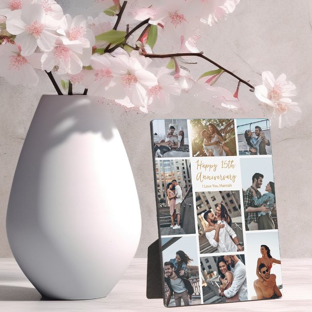 Romantic Custom Anniversary Modern Collage Photo Plaque (Creator Uploaded)