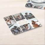 Romantic Custom Photo Collage Anniversary Party Square Paper Coaster<br><div class="desc">Chic customisable photo collage anniversary party coasters for your husband,  wife,  girlfriend,  or boyfriend at your celebration of love. Add 6 of your favourite relationship,  engagement,  or wedding photos and order as romantic decor for your partner. A beautiful personalised design full of memories.</div>