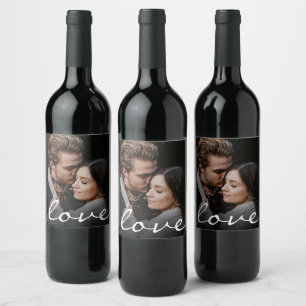 Romantic Custom Photo Love Script Make it Unique Wine Label