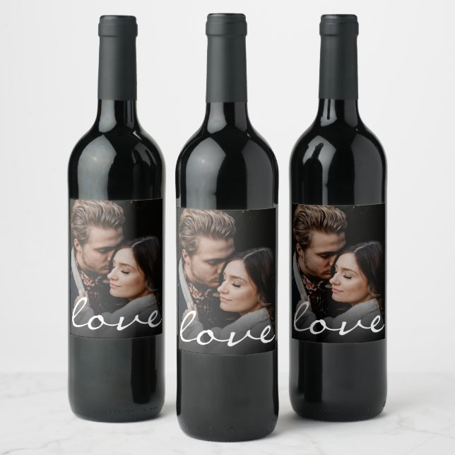Romantic Custom Photo Love Script Make it Unique Wine Label (Bottles)