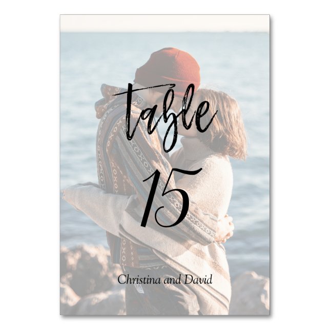 Romantic Custom Photo Personalised Modern Wedding Table Number (Front)