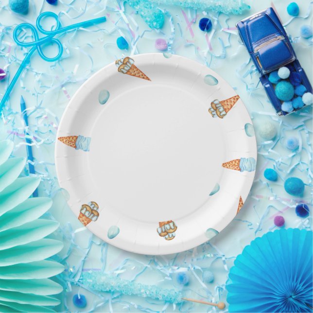 Romantic Cute  Ice Cream Birthday Paper Plate (Party)
