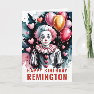 Romantic Cute Pierrot Birthday Clown Card