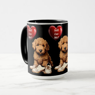 Romantic Cute Puppy with Heart & Chewed Shoes Mug