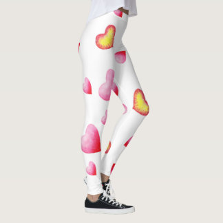 Romantic Cute Red Heart    Leggings
