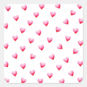 Romantic Cute Red Heart Square Sticker