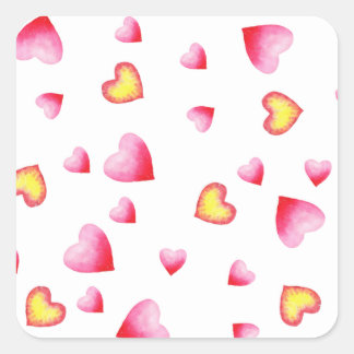Romantic Cute Red Heart   Square Sticker