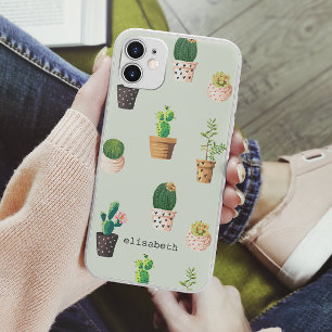 Romantic Cute succulent cactus add your name Case-Mate iPhone Case