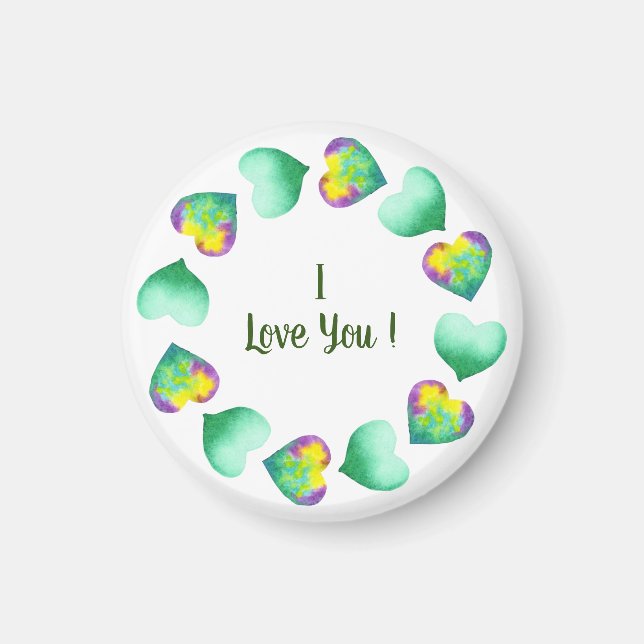 Romantic Cute Watercolor Green Valentine's Day   Magnet (Front)