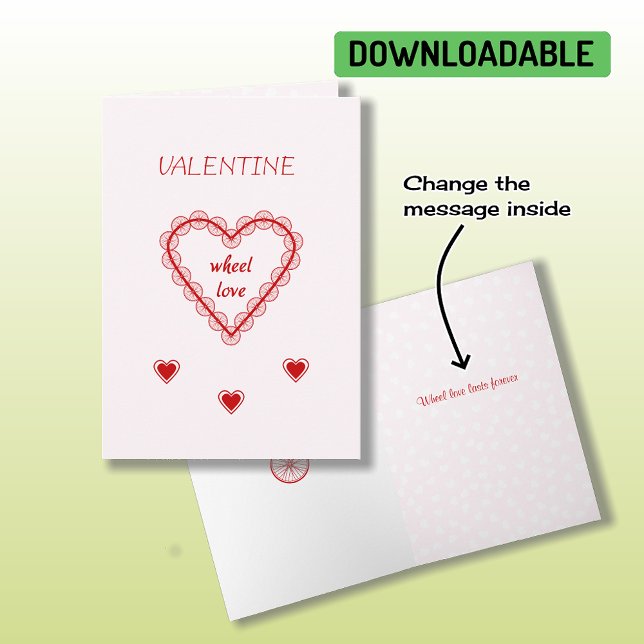 Romantic cycling wheels heart Valentine Holiday Card (Creator Uploaded)
