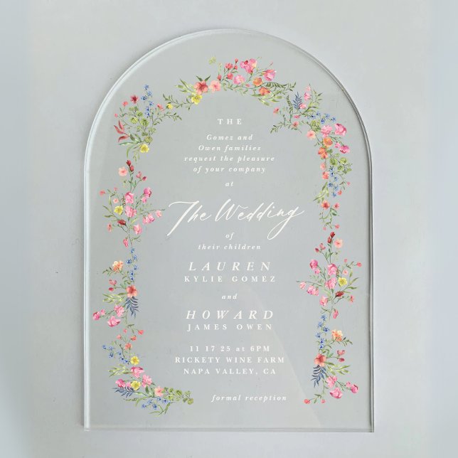 romantic dainty floral arch spring garden wedding acrylic invitations (Creator Uploaded)