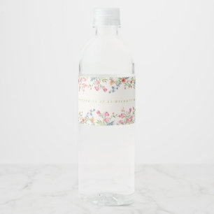 romantic dainty floral boho spring wedding water bottle label