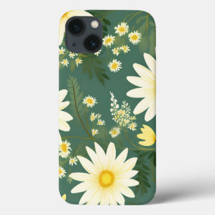 Romantic Daisies On Green iPhone 13 Case
