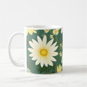 Romantic Daisies On Green Coffee Mug