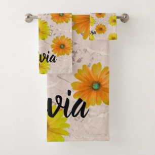 romantic daisy  bath towel set