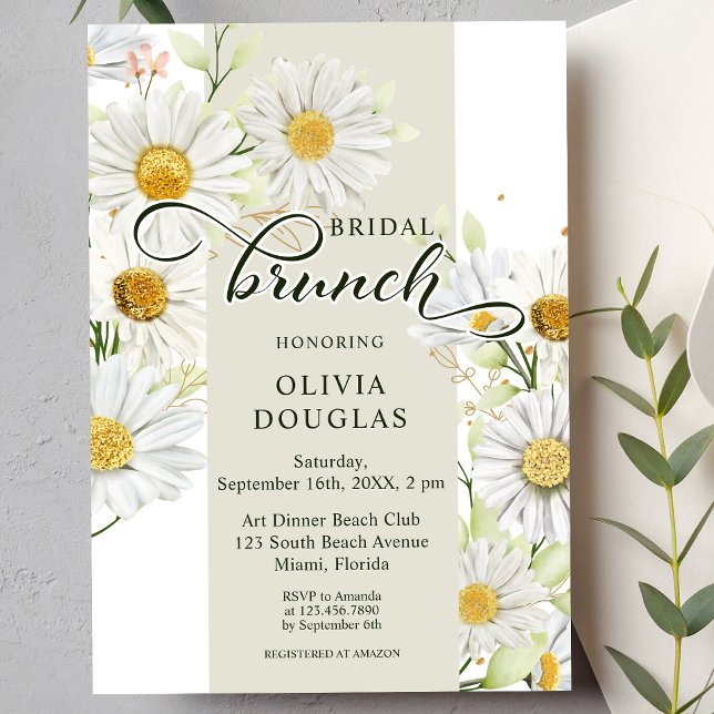 Romantic Daisy Botanical Floral Birdal Shower Invitation (Creator Uploaded)