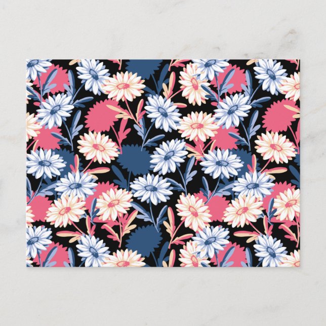 Romantic Daisy Flower in the Night Postcard (Front)