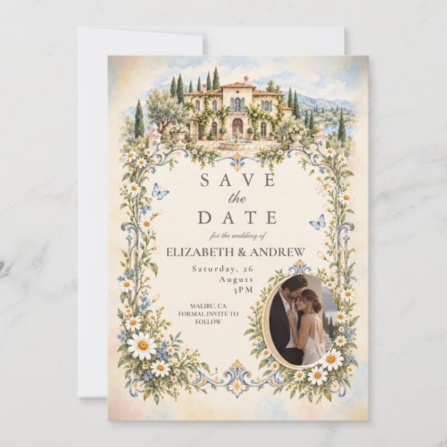 Romantic Daisy Garden Wedding Save The Date (Front)