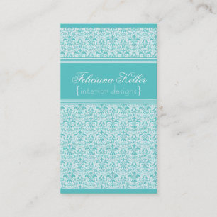 Romantic Damask Business Card, Turquoise Card