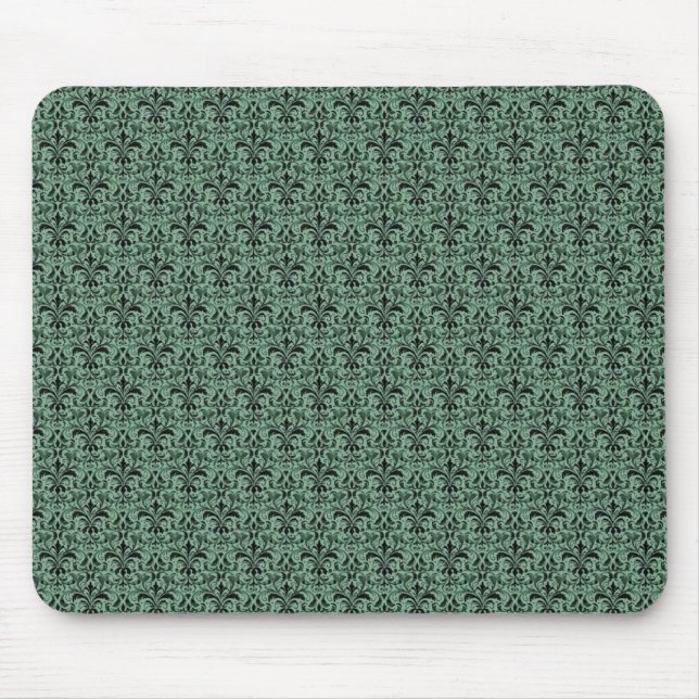 Romantic Damask Mousepad, Clover Green Mouse Pad (Front)