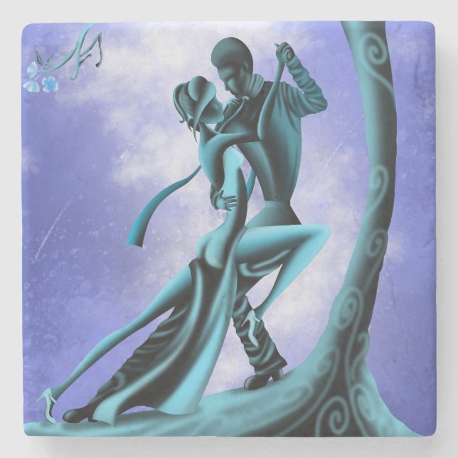 Romantic Dancer under Moonlit Tree Stone Coaster (Front)