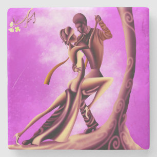 Romantic Dancer under Moonlit Tree Stone Coaster